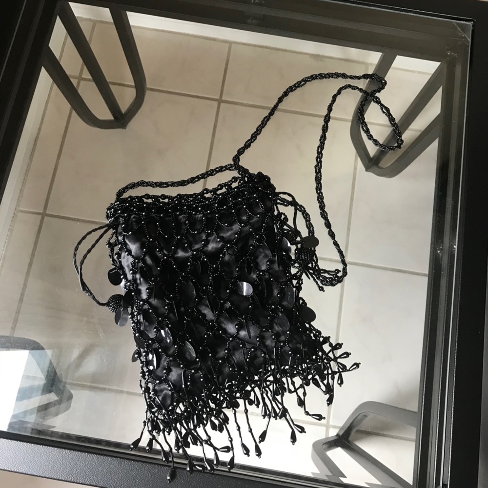 Black Beaded Vintage Style Purse